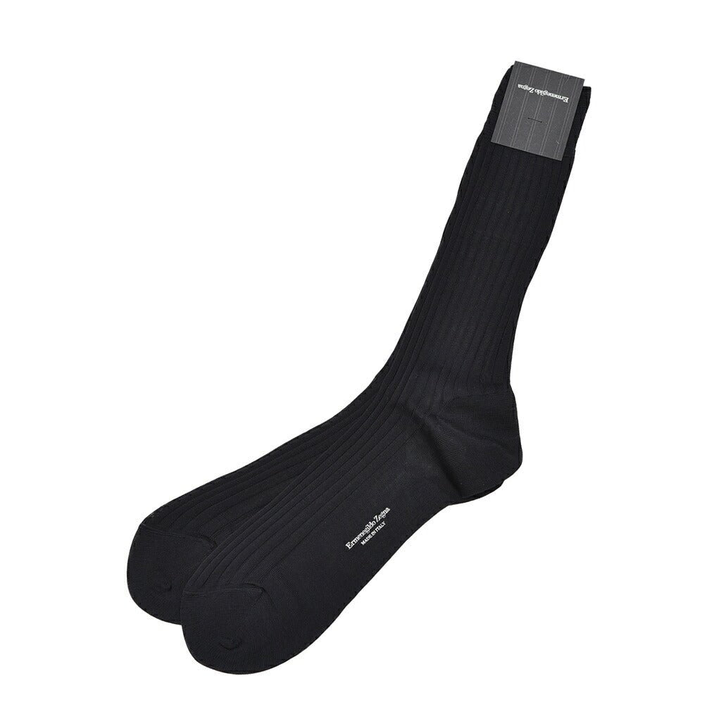 ZEGNA コットン100% リブ編みソックス 靴下|427957-43_44|GUARDAROBA MILANO OFFICIAL STORE