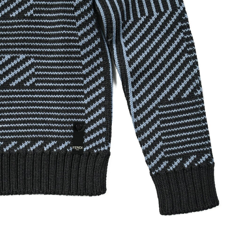 FENDI ウール100% ミドルゲージクルーネックジャガードニットセーター|397586 - 46|GUARDAROBA MILANO OFFICIAL STORE
