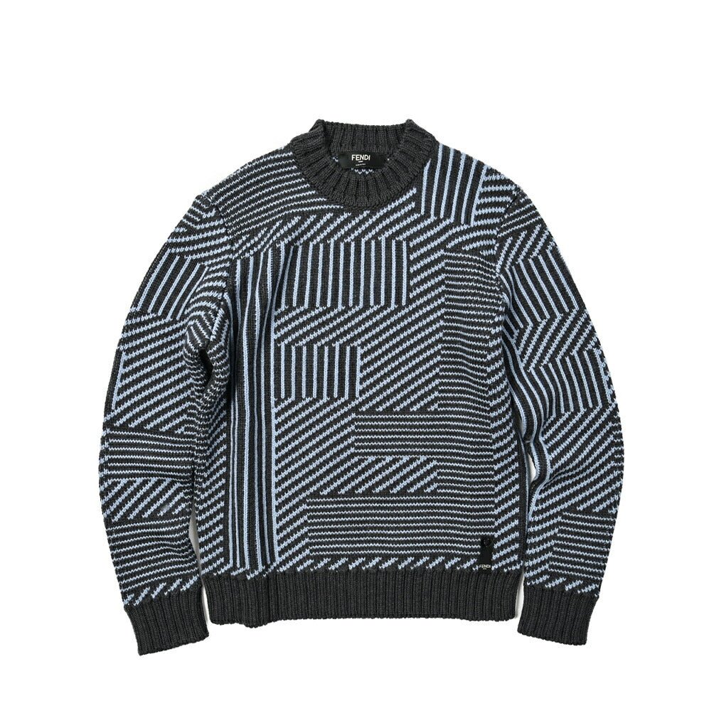 23-24AW FENDI ウール100% ミドルゲージクルーネックジャガードニットセーター|GUARDAROBA MILANO OFFICIAL STORE