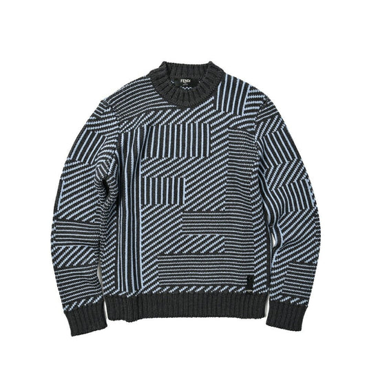 23-24AW FENDI ウール100% ミドルゲージクルーネックジャガードニットセーター|GUARDAROBA MILANO OFFICIAL STORE
