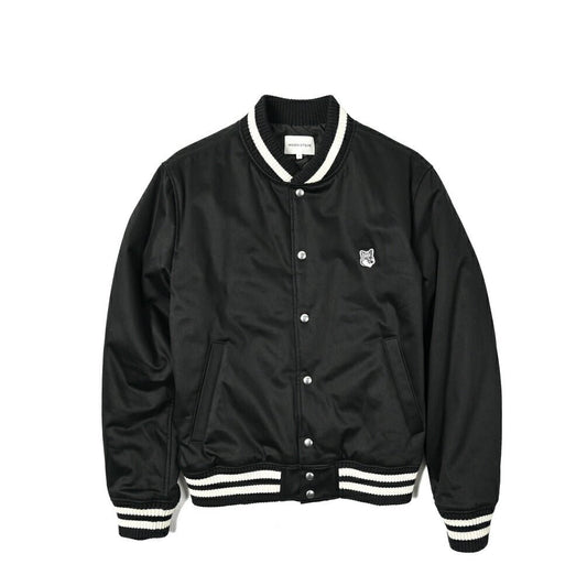 MAISON KITSUNE コットンサテン グレーフォックスヘッドパッチブルゾン(スタジャン)|397867 - XS|GUARDAROBA MILANO OFFICIAL STORE