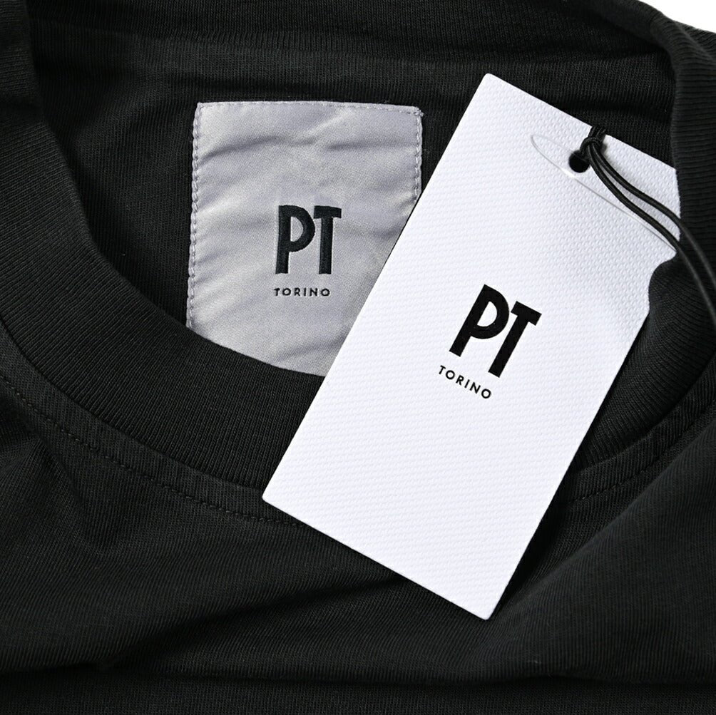 SALE|PT TORINO コットン100% ワンポイント刺繍 クルーネック半袖Tシャツ / PT01|396194 - A - 46|GUARDAROBA MILANO OFFICIAL STORE