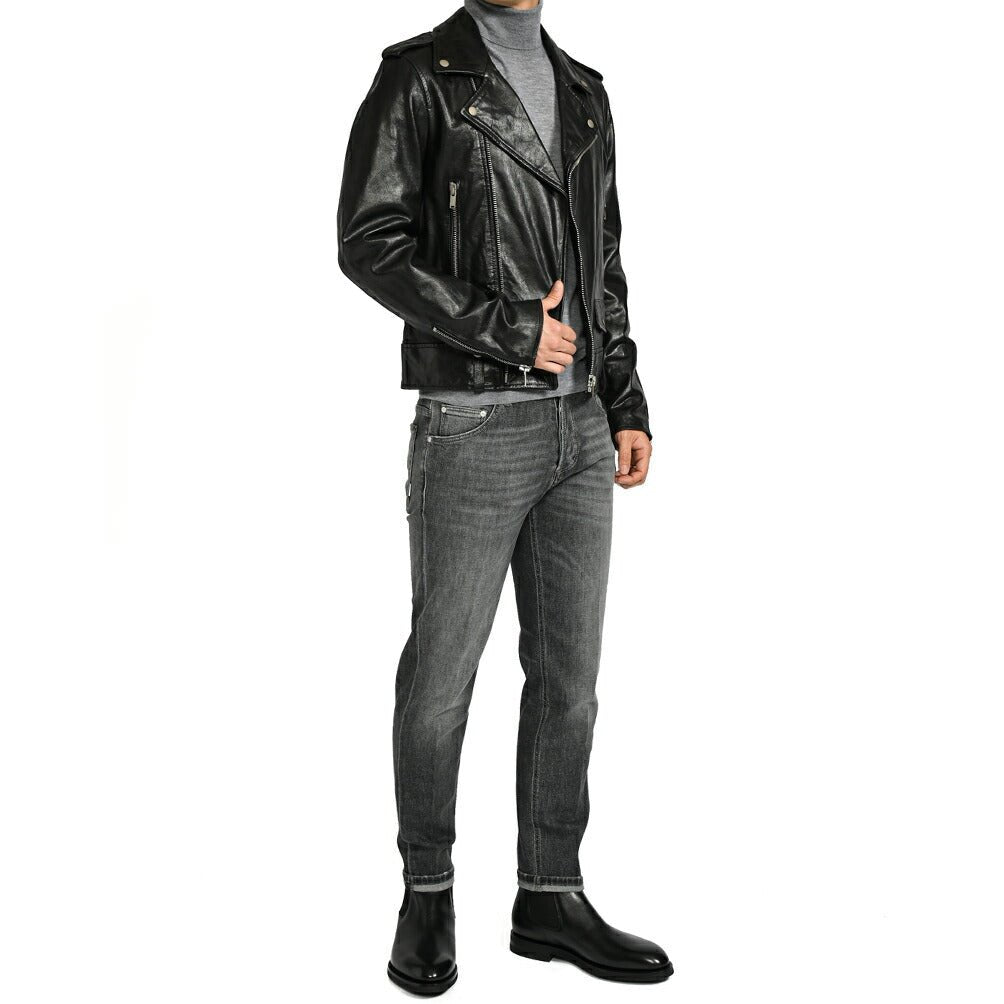 SALE|PT TORINO ユーズド加工レザー ダブルライダースブルゾン(レオパード柄裏地) / PT01|397445 - 48|GUARDAROBA MILANO OFFICIAL STORE