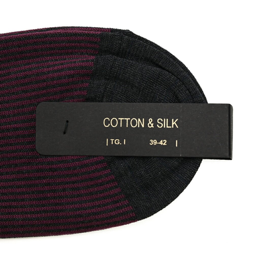 ALTO コットンシルク ロングホーズソックス / ストライプ|393324 - A - 43|GUARDAROBA MILANO OFFICIAL STORE