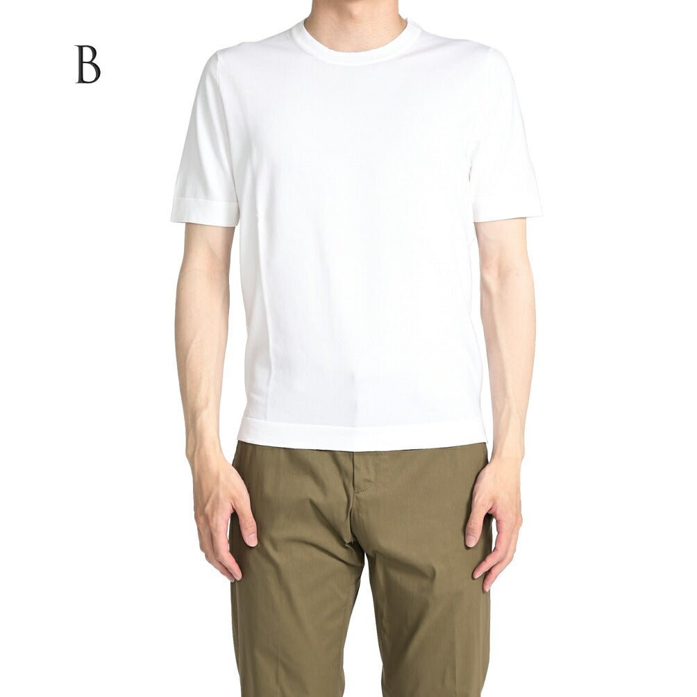 GRAN SASSO コットン100% クルーネック半袖ニットTシャツ|GUARDAROBA MILANO OFFICIAL STORE