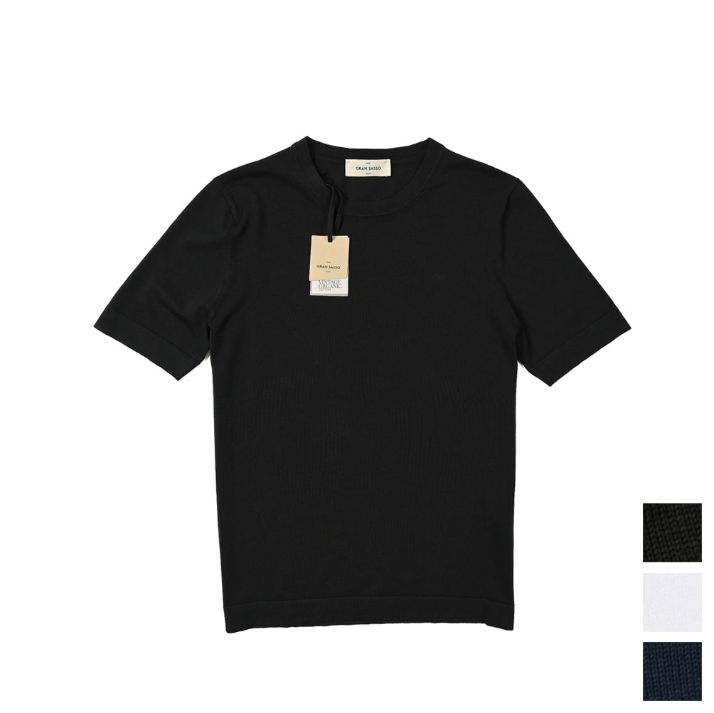 GRAN SASSO コットン100% クルーネック半袖ニットTシャツ|GUARDAROBA MILANO OFFICIAL STORE