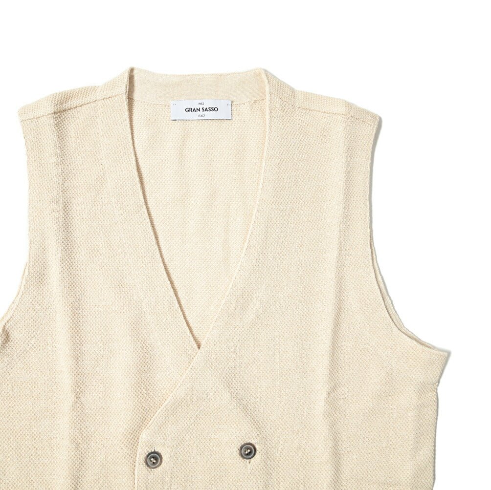 SALE|GRAN SASSO リネンコットン 6Bダブルニットベスト / SLOWEAR|391490 - A - 46|GUARDAROBA MILANO OFFICIAL STORE