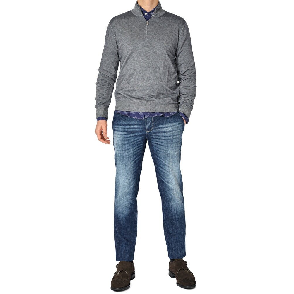 SALE|GRAN SASSO ヴァージンウールカシミヤ ハーフジップニットセーター / SLOWEAR|387602 - B - 56|GUARDAROBA MILANO OFFICIAL STORE