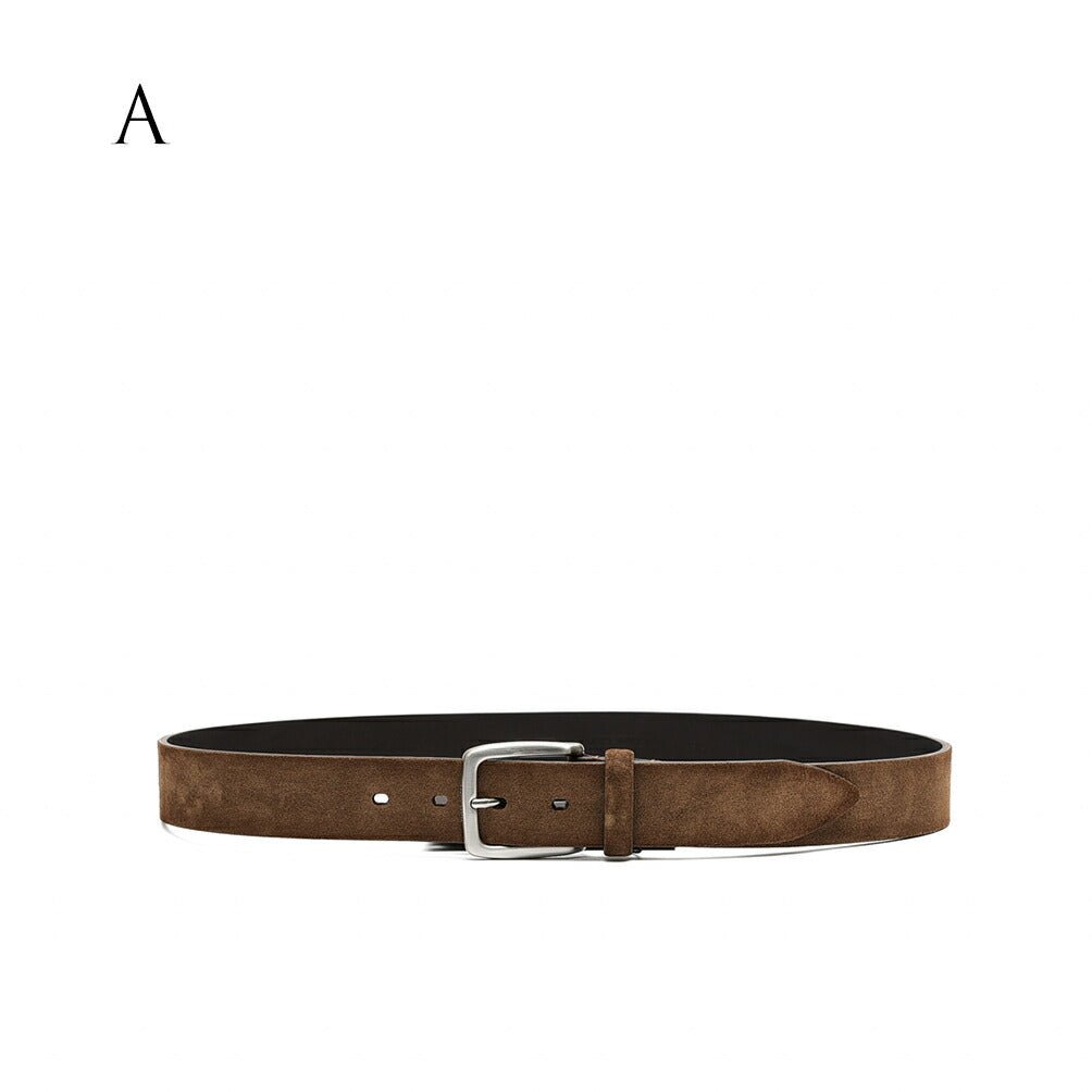 MOORER CALDARA C2 スエードレザースクエアバックルベルト|383772 - A - 100|GUARDAROBA MILANO OFFICIAL STORE