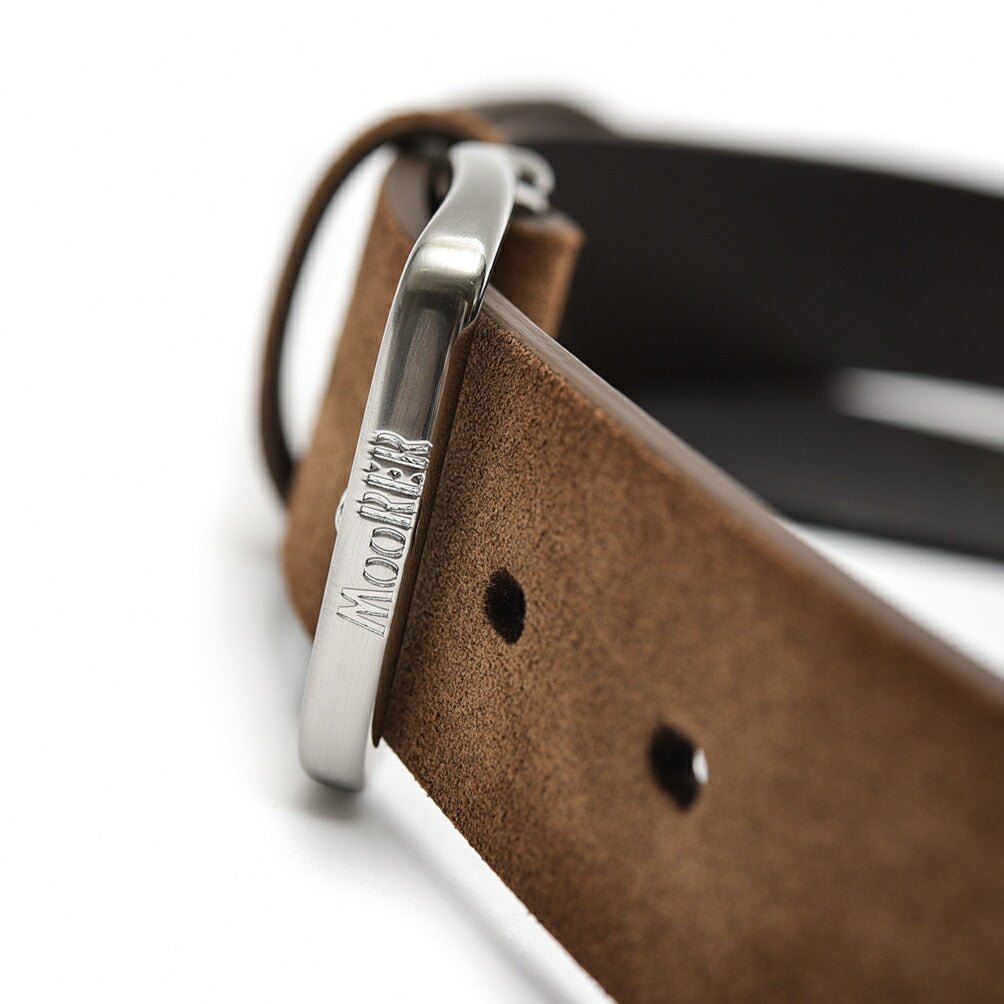 MOORER CALDARA C2 スエードレザースクエアバックルベルト|383772 - A - 100|GUARDAROBA MILANO OFFICIAL STORE