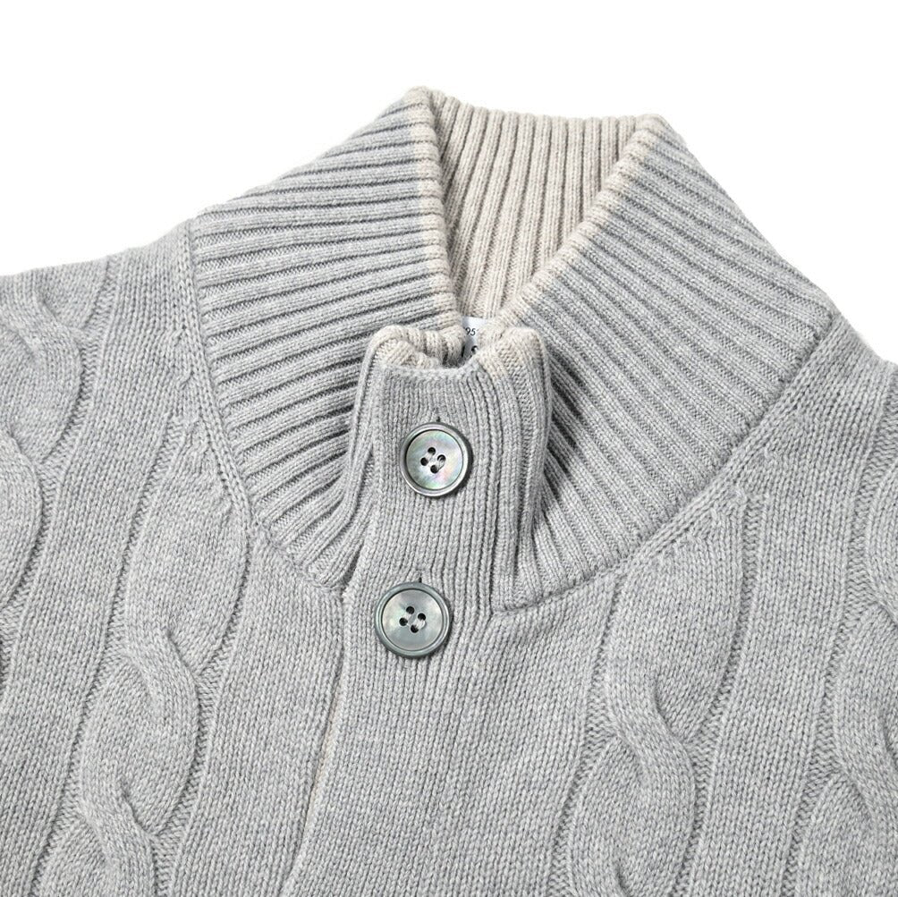SALE|GRAN SASSO ヴァージンウールカシミヤ ミドルゲージニットケーブル編み スタンドカラーカーディガン / SLOWEAR|399574 - A - 48|GUARDAROBA MILANO OFFICIAL STORE