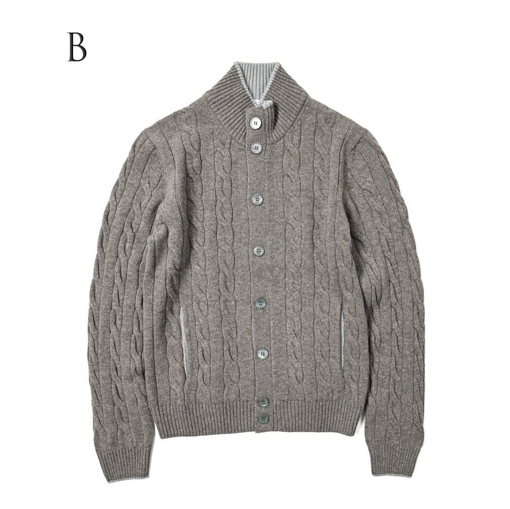 SALE|GRAN SASSO ヴァージンウールカシミヤ ミドルゲージニットケーブル編み スタンドカラーカーディガン / SLOWEAR|399574 - A - 48|GUARDAROBA MILANO OFFICIAL STORE