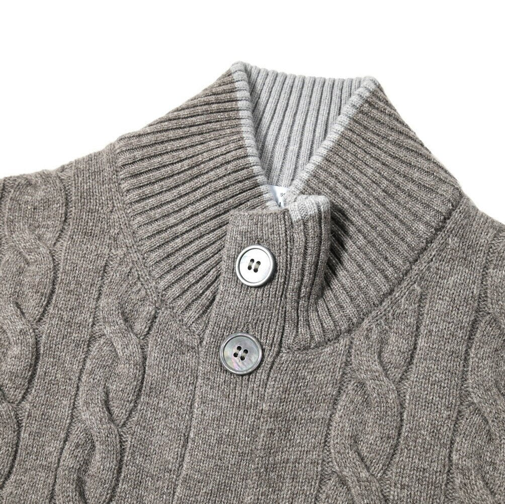 SALE|GRAN SASSO ヴァージンウールカシミヤ ミドルゲージニットケーブル編み スタンドカラーカーディガン / SLOWEAR|399574 - A - 48|GUARDAROBA MILANO OFFICIAL STORE