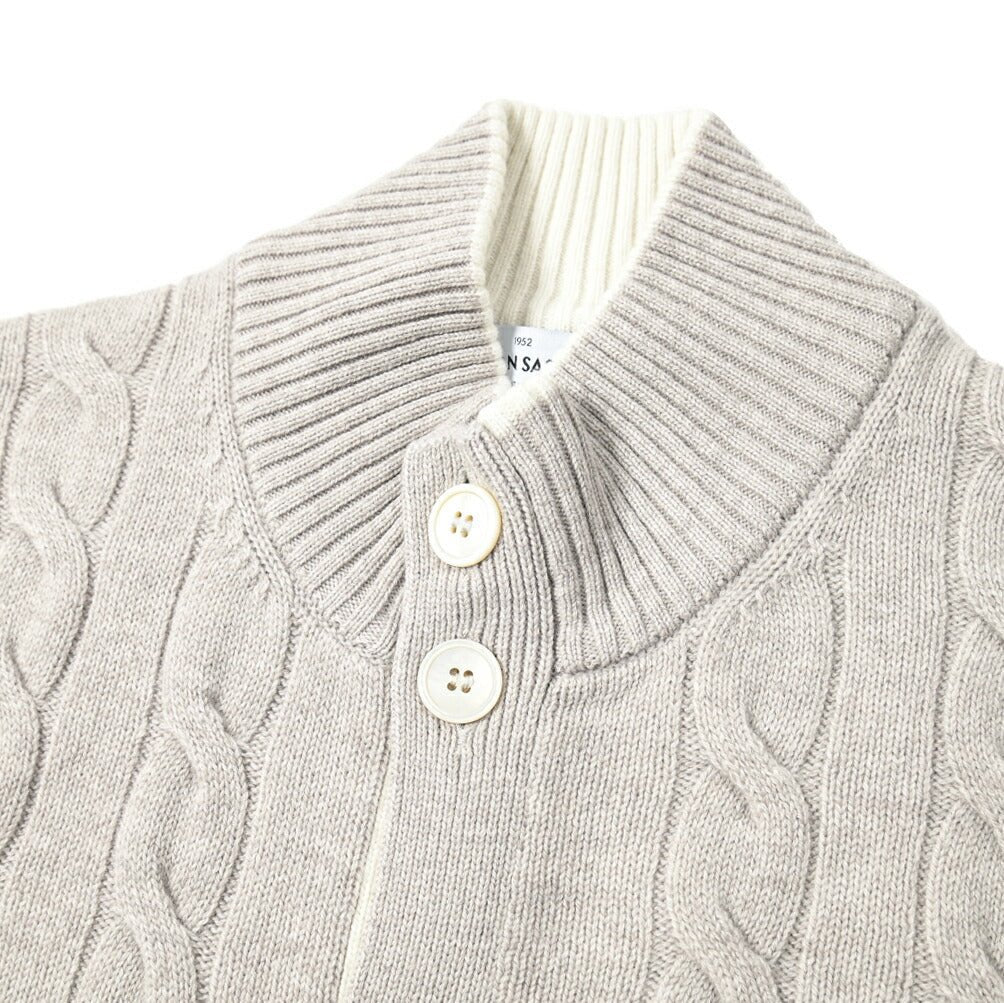 SALE|GRAN SASSO ヴァージンウールカシミヤ ミドルゲージニットケーブル編み スタンドカラーカーディガン / SLOWEAR|399574 - A - 48|GUARDAROBA MILANO OFFICIAL STORE