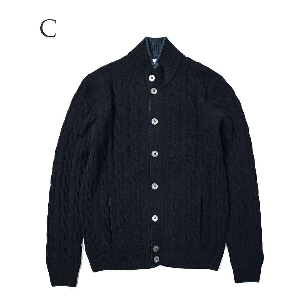 SALE|GRAN SASSO ヴァージンウールカシミヤ ミドルゲージニットケーブル編み スタンドカラーカーディガン / SLOWEAR|399574 - A - 48|GUARDAROBA MILANO OFFICIAL STORE