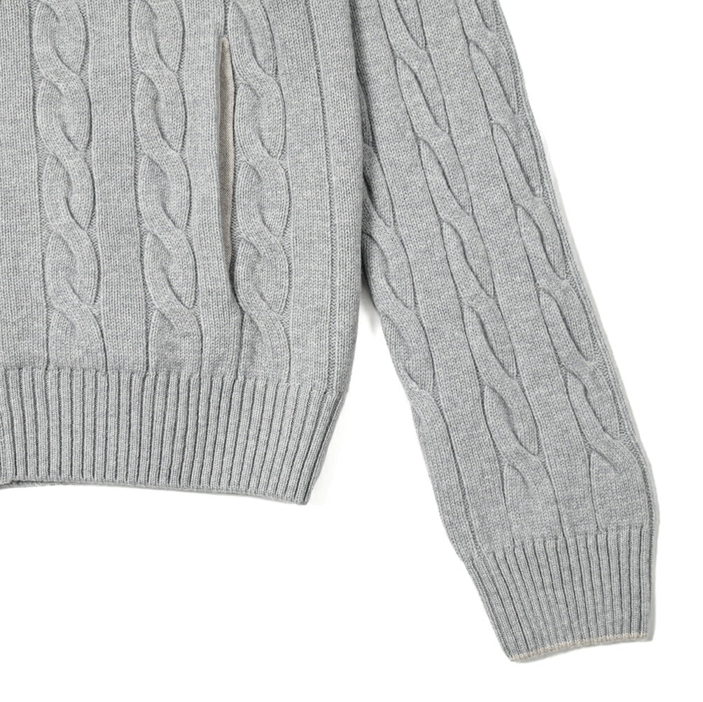 SALE|GRAN SASSO ヴァージンウールカシミヤ ミドルゲージニットケーブル編み スタンドカラーカーディガン / SLOWEAR|399574 - A - 48|GUARDAROBA MILANO OFFICIAL STORE