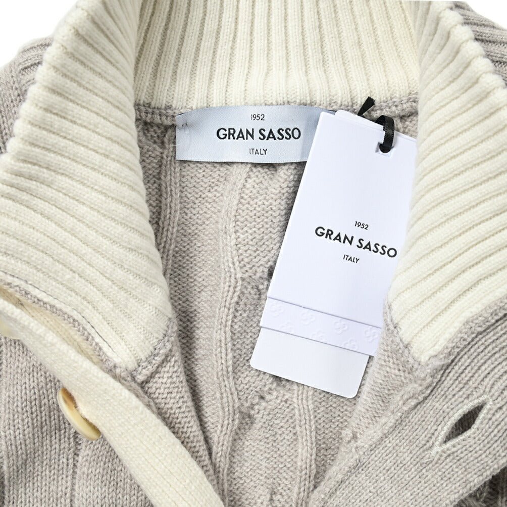 SALE|GRAN SASSO ヴァージンウールカシミヤ ミドルゲージニットケーブル編み スタンドカラーカーディガン / SLOWEAR|399574 - A - 48|GUARDAROBA MILANO OFFICIAL STORE