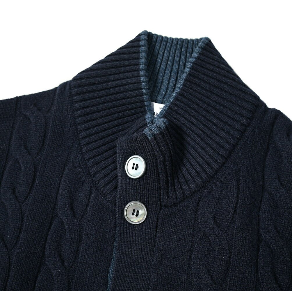 SALE|GRAN SASSO ヴァージンウールカシミヤ ミドルゲージニットケーブル編み スタンドカラーカーディガン / SLOWEAR|399574 - A - 48|GUARDAROBA MILANO OFFICIAL STORE