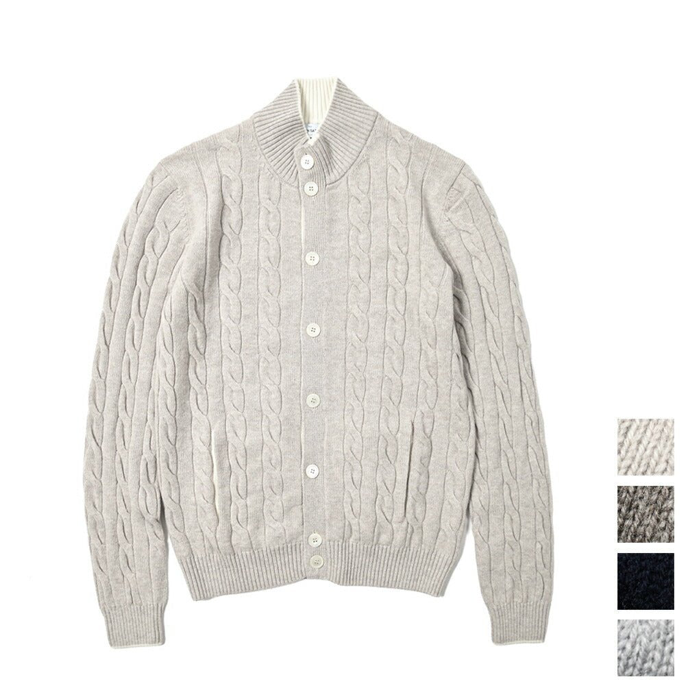 SALE|GRAN SASSO ヴァージンウールカシミヤ ミドルゲージニットケーブル編み スタンドカラーカーディガン / SLOWEAR|399574 - A - 48|GUARDAROBA MILANO OFFICIAL STORE