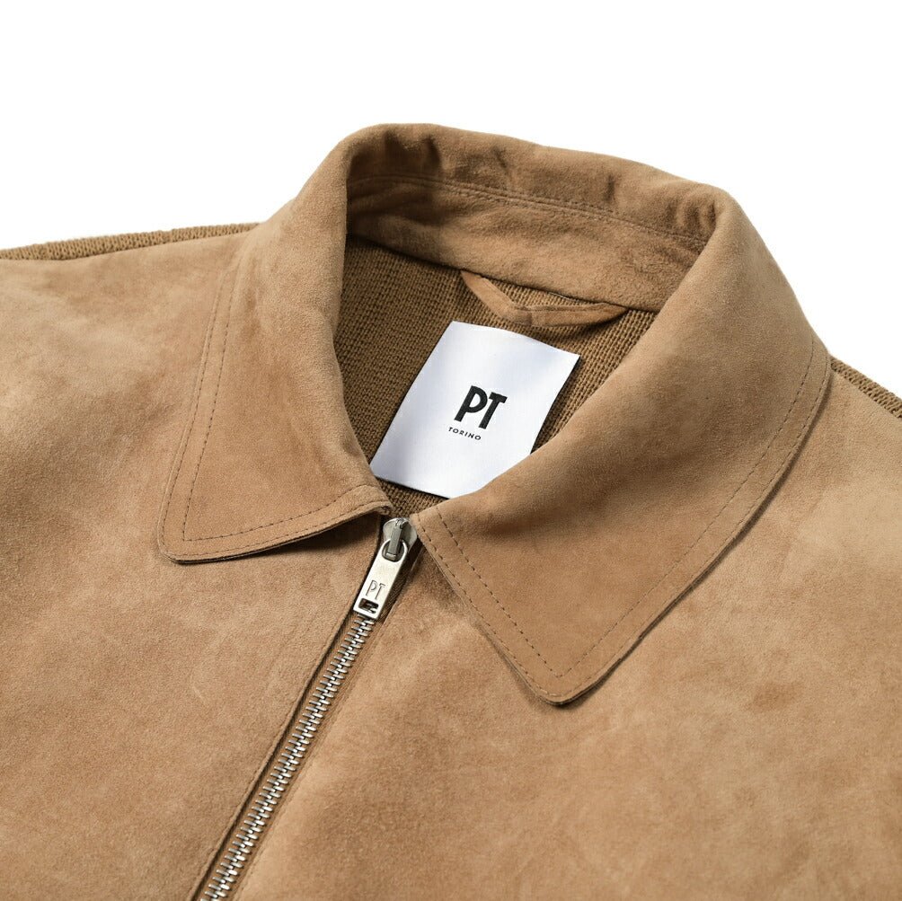 SALE|PT TORINO レザー×コットンニット ジップアップコンビブルゾン / PT01|394115 - A - 48|GUARDAROBA MILANO OFFICIAL STORE