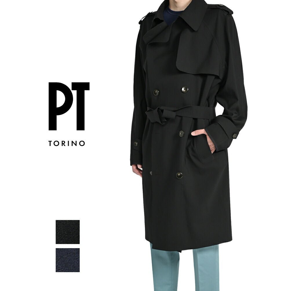 SALE|PT TORINO コットンナイロン 6Bダブルロングトレンチコート / PT01|394122 - A - 50|GUARDAROBA MILANO OFFICIAL STORE