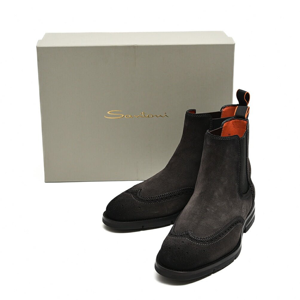 SALE|SANTONI スエードブローグチェルシーブーツ MCNC18187|385202 - 8h|GUARDAROBA MILANO OFFICIAL STORE