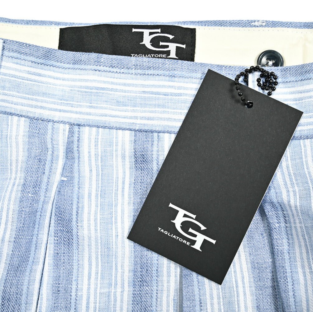 【10%OFFクーポン】TAGLIATORE リネン100% ツータックバミューダショーツ(ハーフパンツ) / B - CABANA｜GUARDAROBA MILANO OFFICIAL STORE