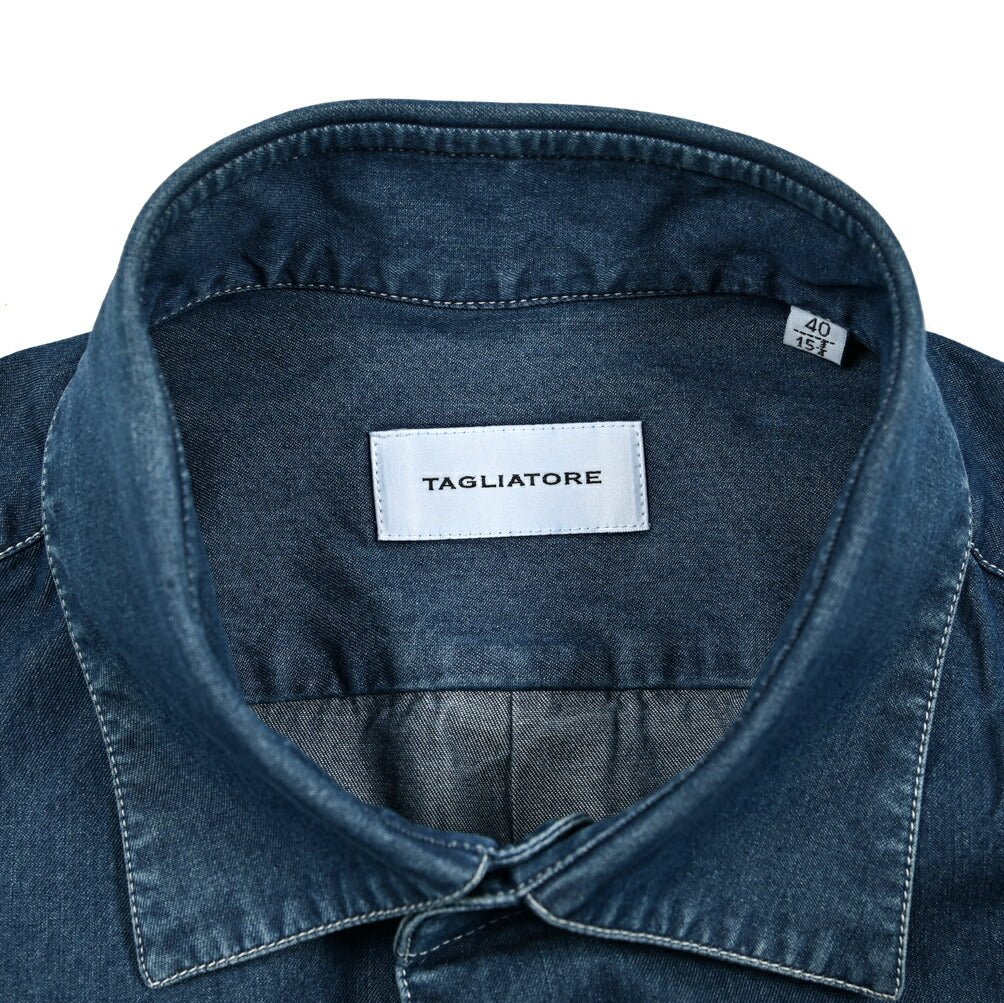 【10%OFFクーポン】TAGLIATORE コットン100% 半袖デニムシャツ / BIARRITZ｜GUARDAROBA MILANO OFFICIAL STORE
