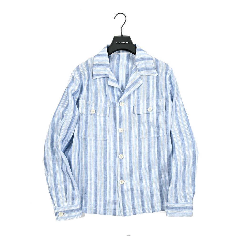【10%OFFクーポン】TAGLIATORE リネン100% オープンカラーサファリシャツ / G - BARROW｜GUARDAROBA MILANO OFFICIAL STORE