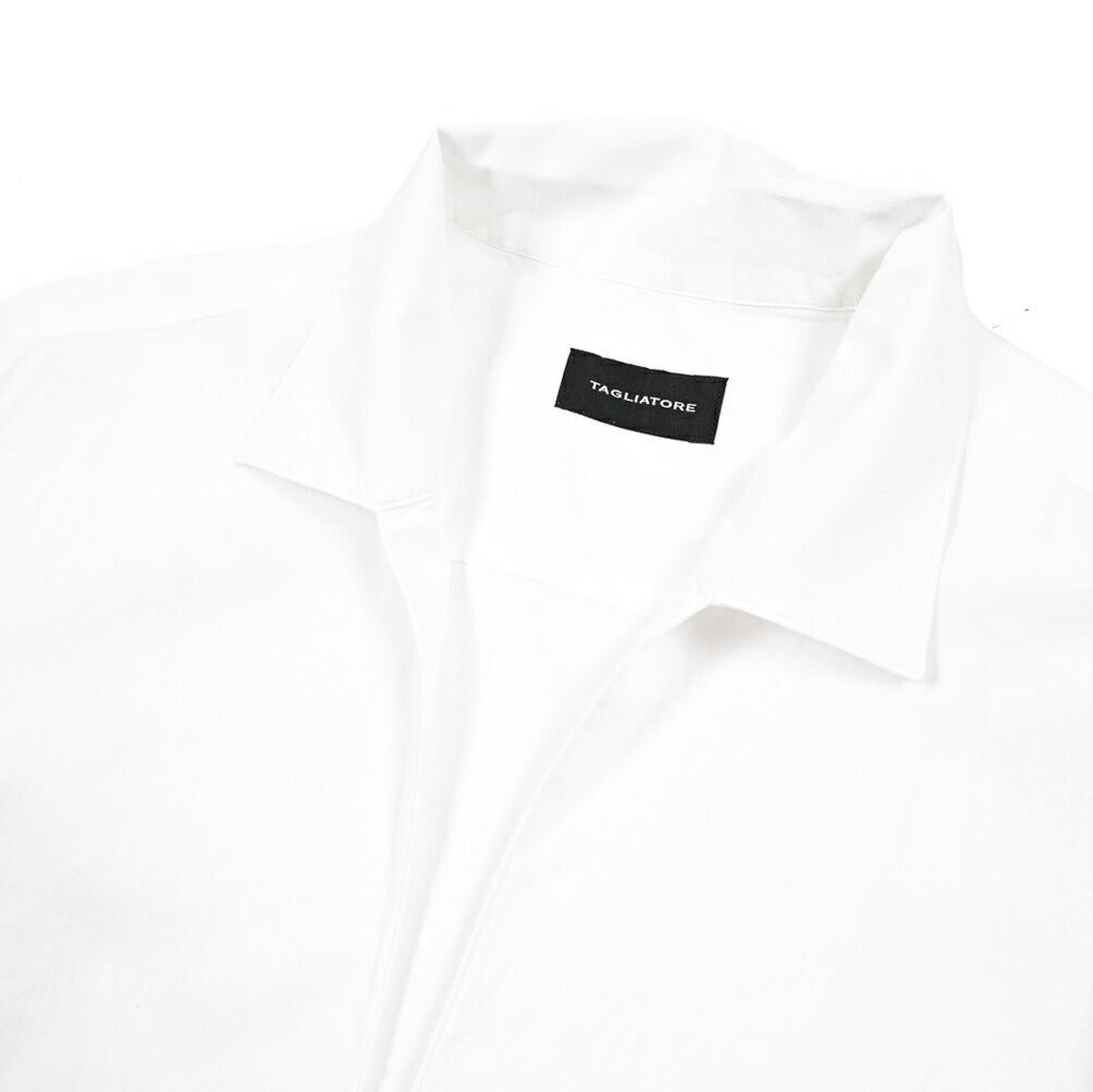 【10%OFFクーポン】TAGLIATORE コットン100% スキッパーカラーカプリシャツ(七分袖) / ZANTE｜GUARDAROBA MILANO OFFICIAL STORE
