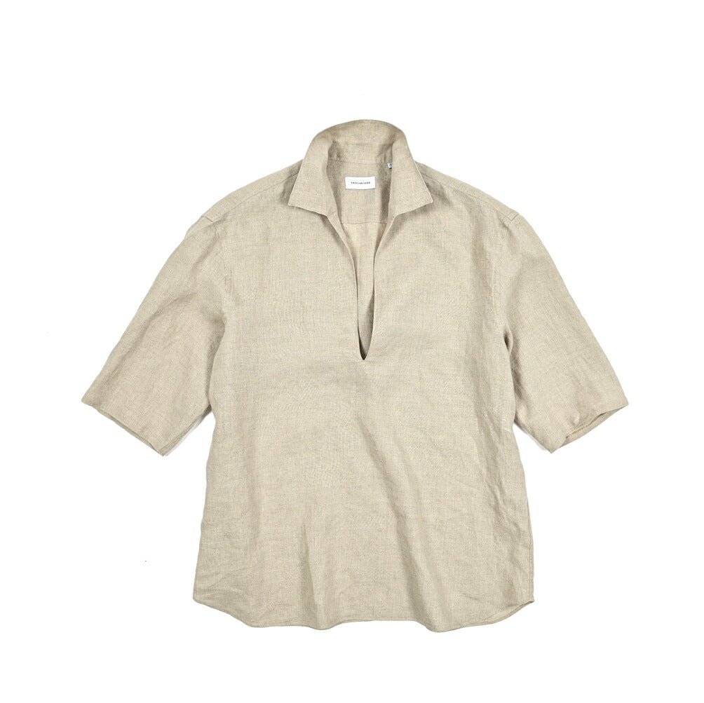 【10%OFFクーポン】TAGLIATORE リネン100% スキッパーカラーカプリシャツ(七分袖) / ZANTE｜GUARDAROBA MILANO OFFICIAL STORE