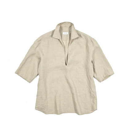 【10%OFFクーポン】TAGLIATORE リネン100% スキッパーカラーカプリシャツ(七分袖) / ZANTE｜GUARDAROBA MILANO OFFICIAL STORE