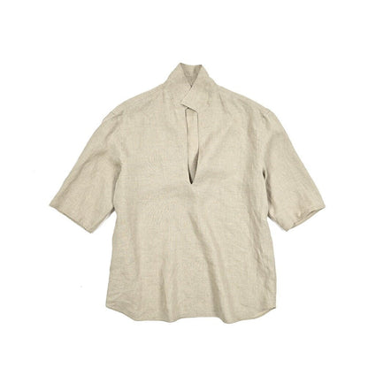 【10%OFFクーポン】TAGLIATORE リネン100% スキッパーカラーカプリシャツ(七分袖) / ZANTE｜GUARDAROBA MILANO OFFICIAL STORE