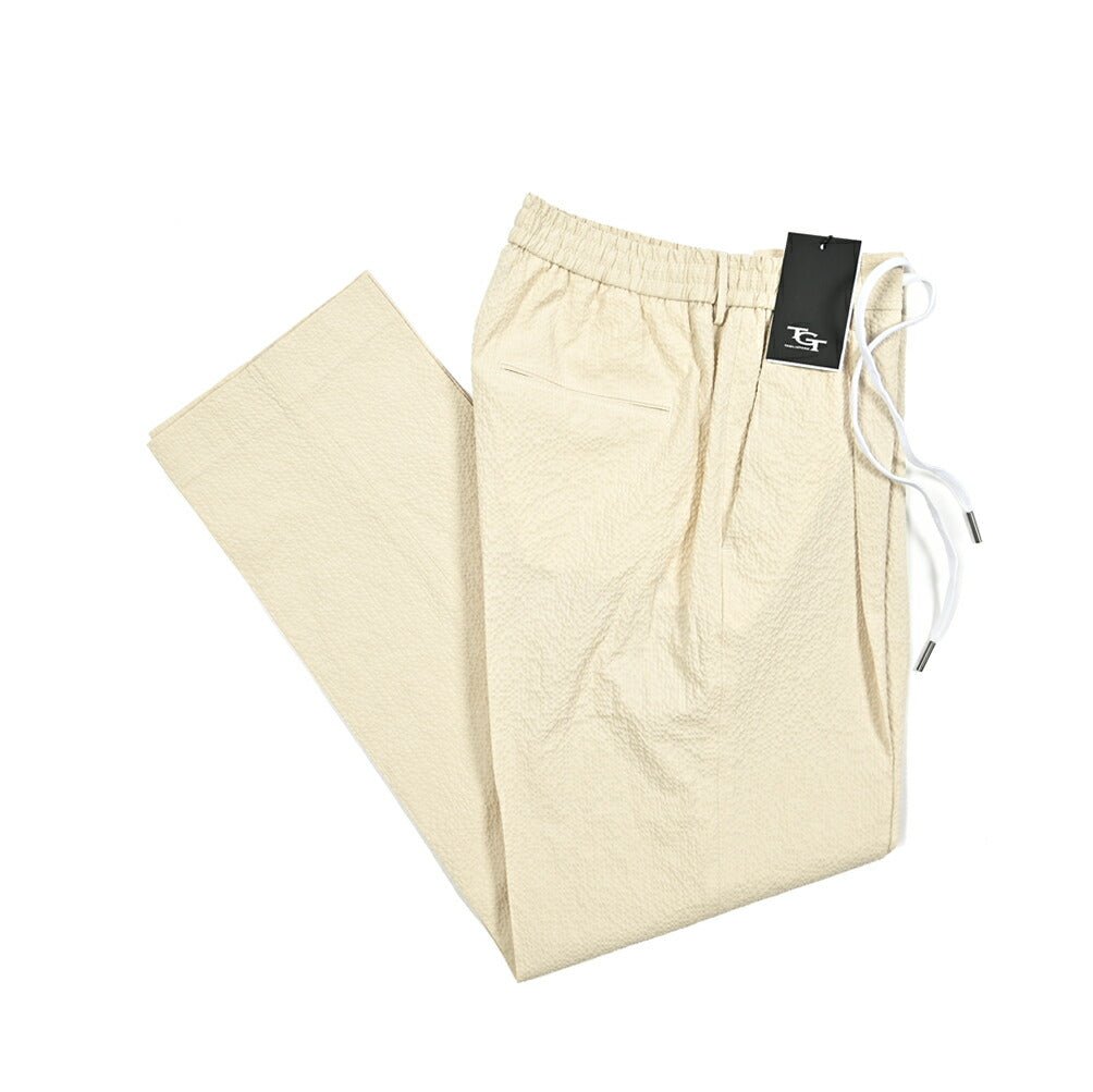 【10%OFFクーポン】TAGLIATORE コットンシアサッカー ワンタックドローコードスラックス / P - CLAPTON11｜GUARDAROBA MILANO OFFICIAL STORE