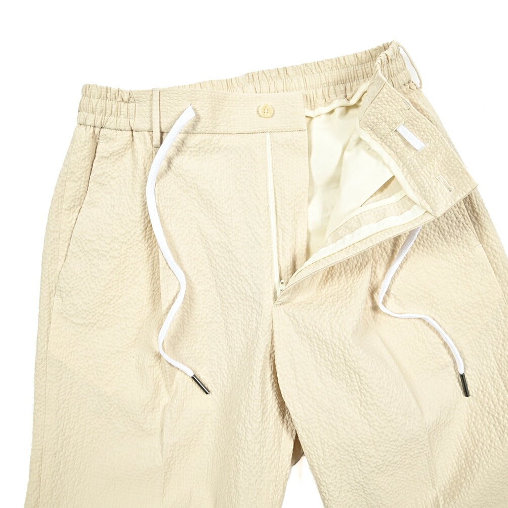 【10%OFFクーポン】TAGLIATORE コットンシアサッカー ワンタックドローコードスラックス / P - CLAPTON11｜GUARDAROBA MILANO OFFICIAL STORE
