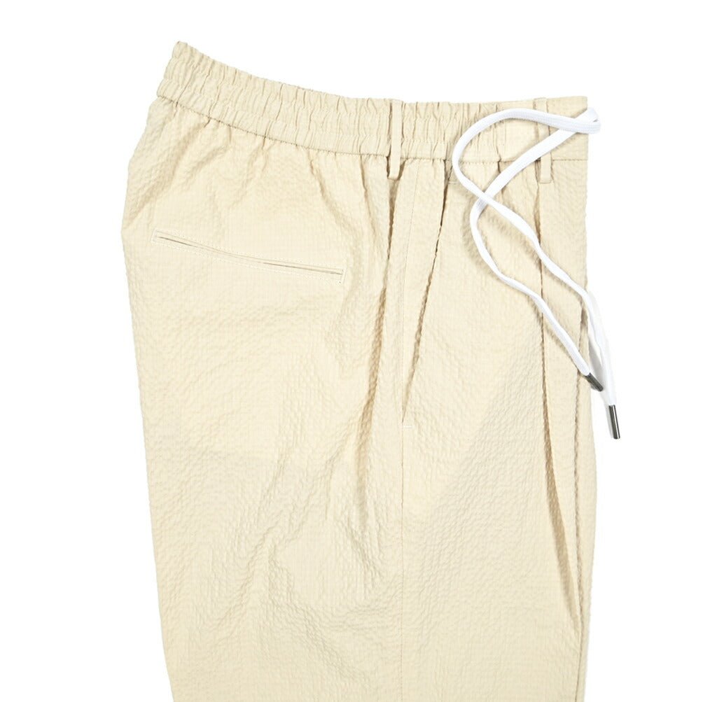 【10%OFFクーポン】TAGLIATORE コットンシアサッカー ワンタックドローコードスラックス / P - CLAPTON11｜GUARDAROBA MILANO OFFICIAL STORE