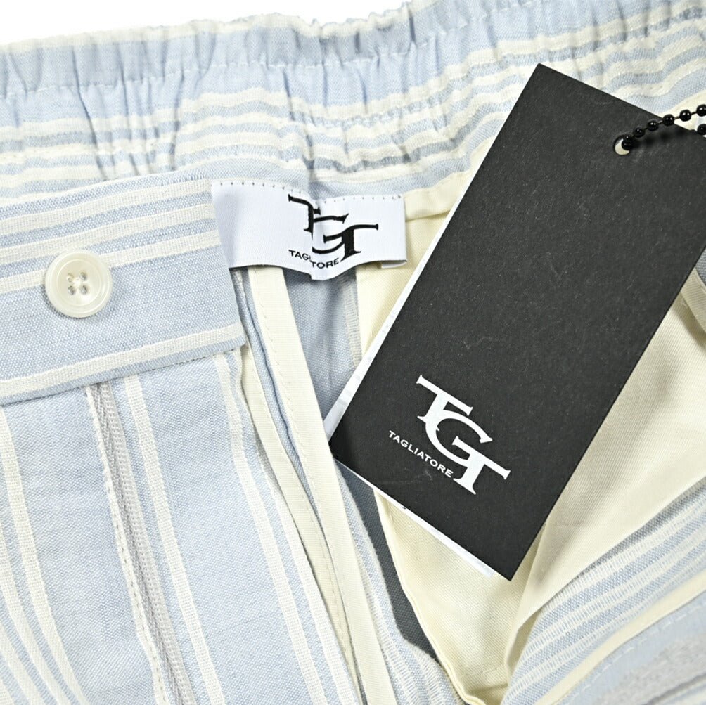 【10%OFFクーポン】TAGLIATORE ストレッチレーヨンリネン ワンタックドローコードスラックス / P - CLAPTON11 / Exclusive Garment｜GUARDAROBA MILANO OFFICIAL STORE