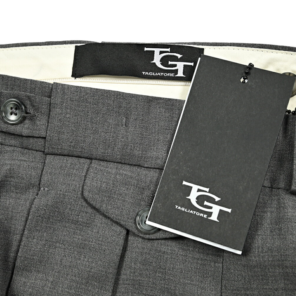 【10%OFFクーポン】TAGLIATORE ストレッチウール ツータックベルトレススラックス / P - PAVEL24｜GUARDAROBA MILANO OFFICIAL STORE