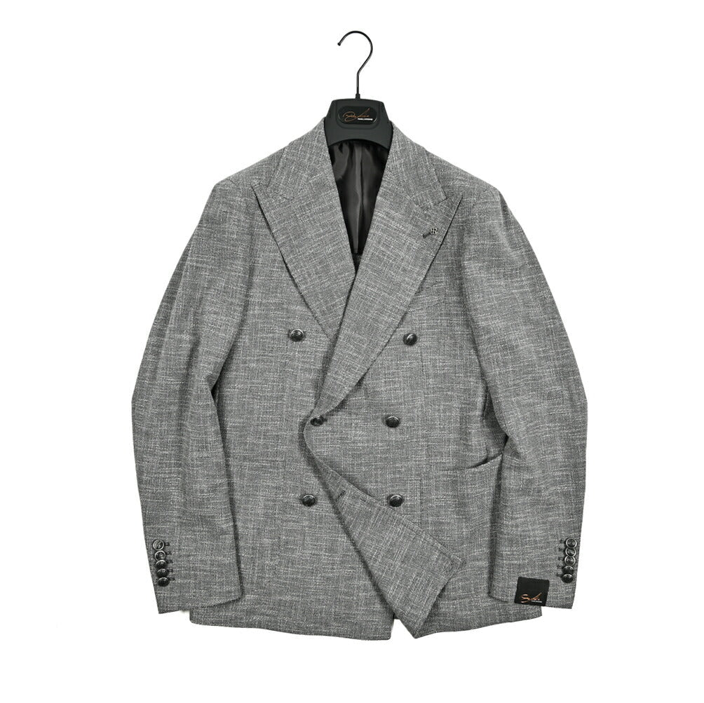 【10%OFFクーポン】TAGLIATORE PINO LERARIO ウールシルクコットン 6Bダブルワイドラペルテーラードジャケット / G - PL20K｜GUARDAROBA MILANO OFFICIAL STORE