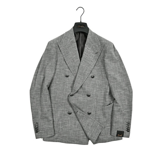 【10%OFFクーポン】TAGLIATORE PINO LERARIO ウールシルクコットン 6Bダブルワイドラペルテーラードジャケット / G - PL20K｜GUARDAROBA MILANO OFFICIAL STORE