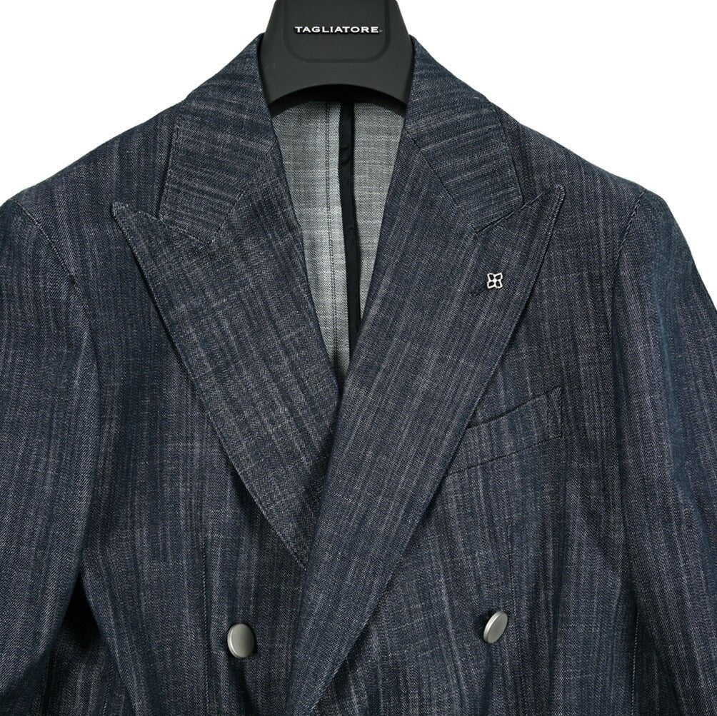 25SS TAGLIATORE WINDSOR ストレッチデニム 4Bダブルテーラードジャケット / G - WINDSOR2DK｜416230｜GUARDAROBA MILANO OFFICIAL STORE