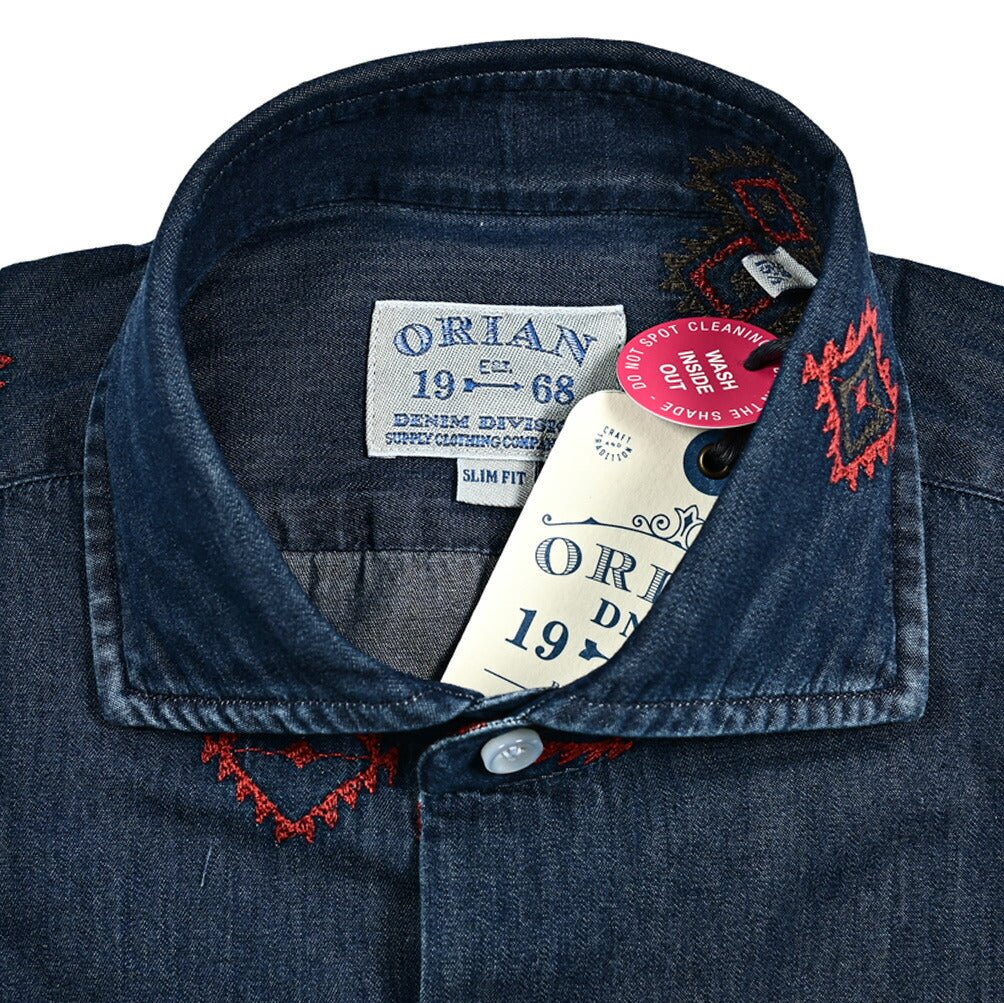 24 - 25AW ORIAN DENIM DIVISION コットン100% ホリゾンタルカラーエンブロイダリーデニムシャツ｜GUARDAROBA MILANO OFFICIAL STORE