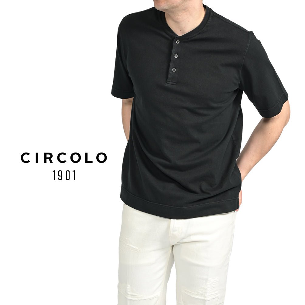 24SS CIRCOLO 1901 コットンジャージー100% ヘンリーネックTシャツ ...