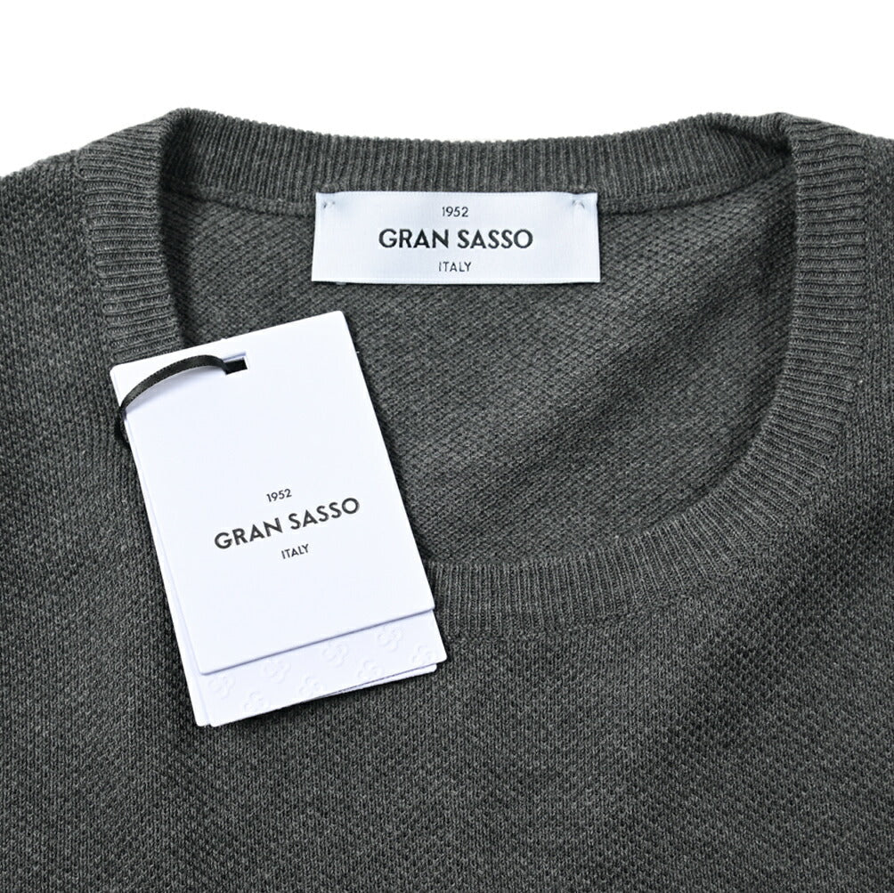 24SS GRAN SASSO コットン100％ クルーネック鹿の子ニットセーター / SLOWEAR｜GUARDAROBA MILANO OFFICIAL STORE