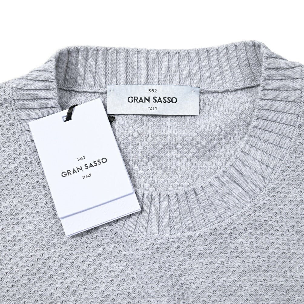 24SS GRAN SASSO コットン100％ ワッフルニットクルーネックセーター / SLOWEAR｜GUARDAROBA MILANO OFFICIAL STORE