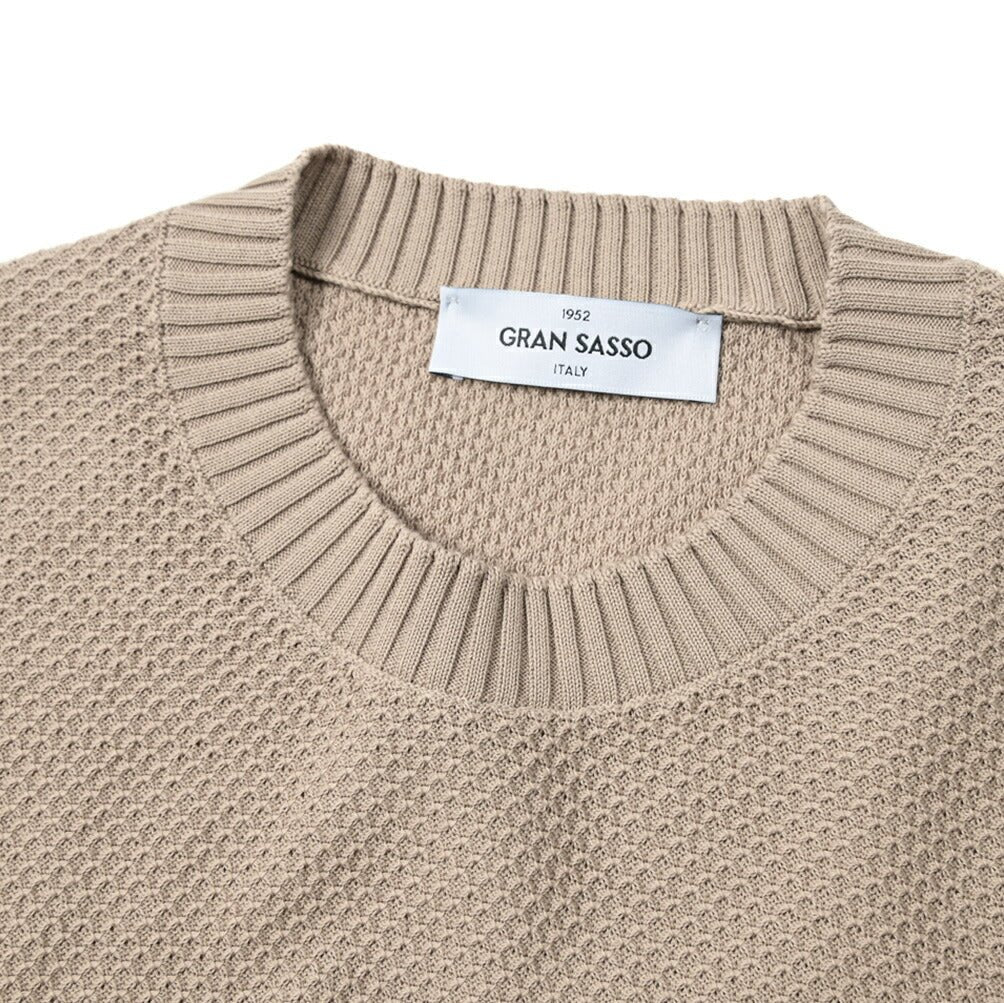 24SS GRAN SASSO コットン100％ ワッフルニットクルーネックセーター / SLOWEAR｜GUARDAROBA MILANO OFFICIAL STORE