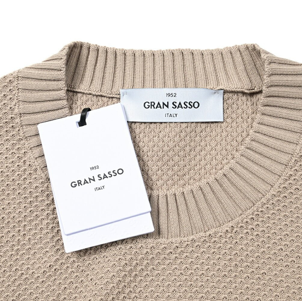 24SS GRAN SASSO コットン100％ ワッフルニットクルーネックセーター / SLOWEAR｜GUARDAROBA MILANO OFFICIAL STORE