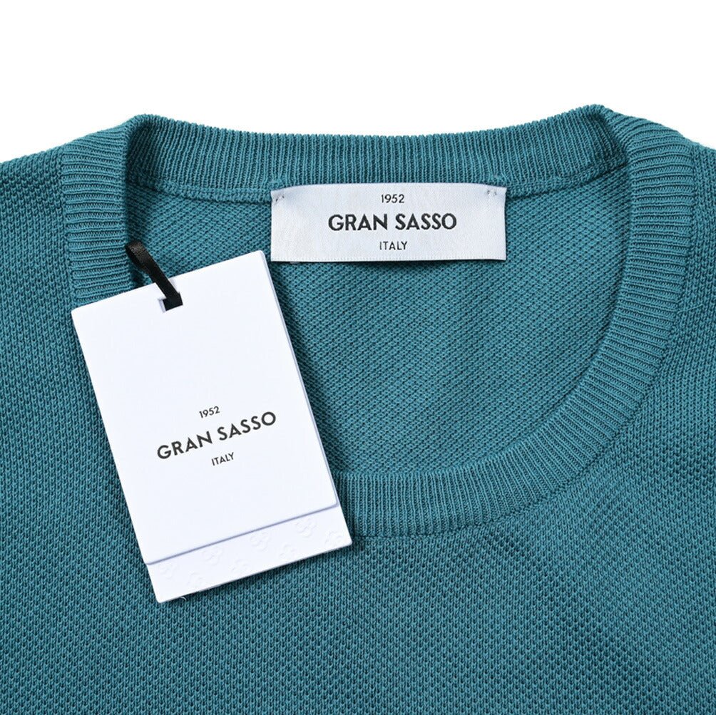 24SS GRAN SASSO コットン100％ クルーネック鹿の子ニットセーター / SLOWEAR｜GUARDAROBA MILANO OFFICIAL STORE