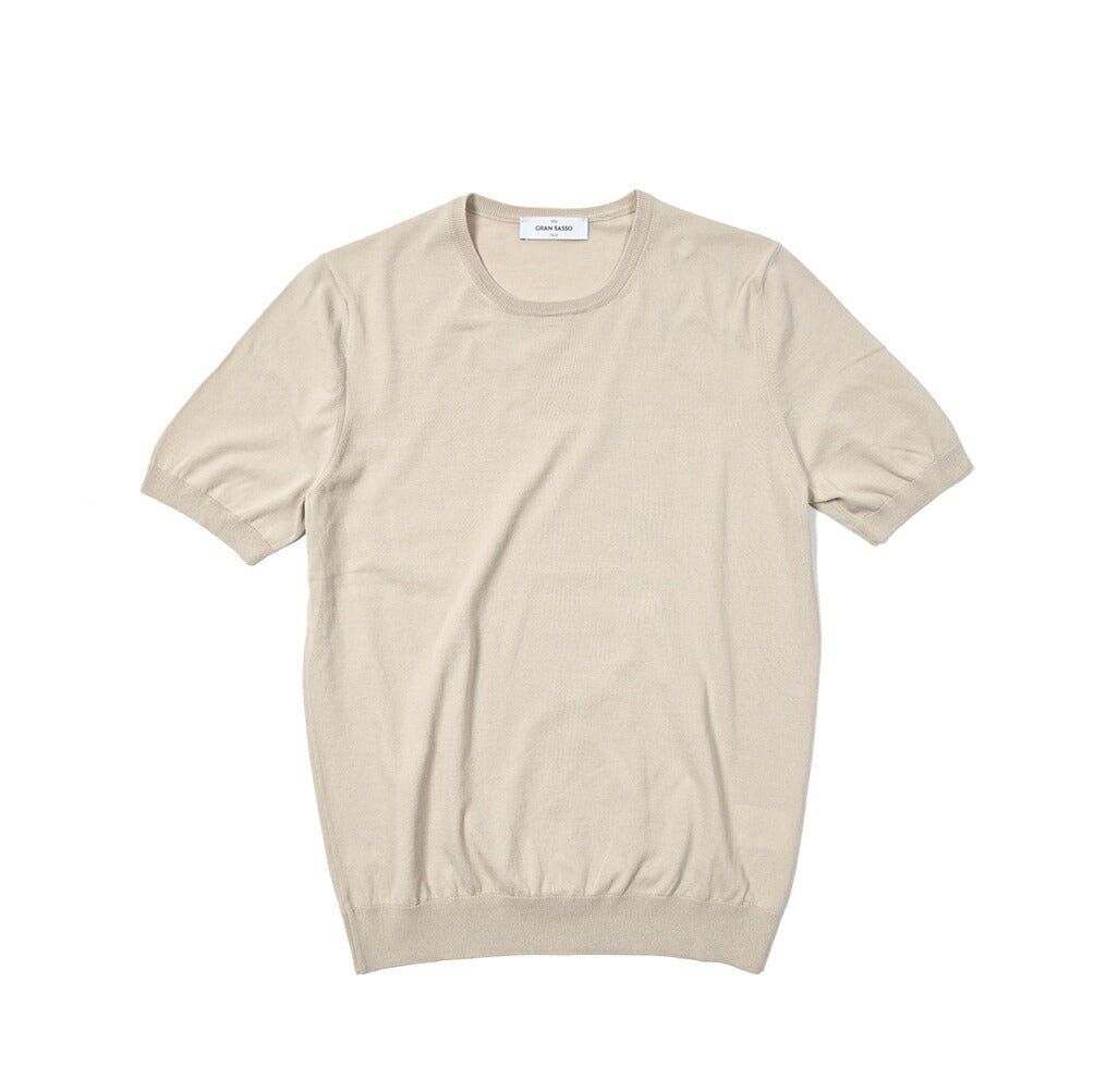 24SS GRAN SASSO コットン100% クルーネックハイゲージニットTシャツ｜GUARDAROBA MILANO OFFICIAL STORE