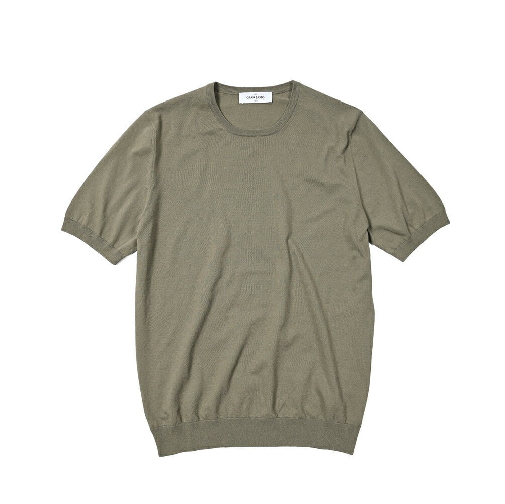 SALE｜GRAN SASSO コットン100% クルーネックハイゲージニットTシャツ